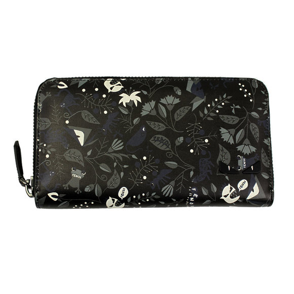 Fendi Wallet Bugs Multicolor Black Bag Zip Long Leather - Picture 1 of 4